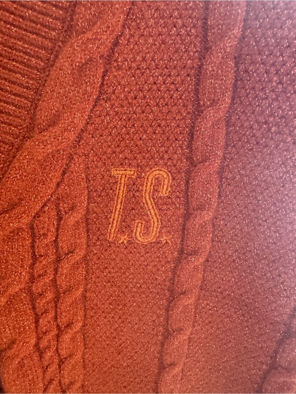 Taylor Swift Burnt Orange Cable‑Knit V‑Neck Cardigan - Picture 9 of 11